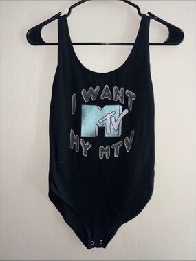 American Eagle Outfitters - Black MTV Logo Bodysuit